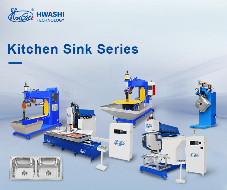 Hwashi Inox SS304 रसोई डबल सिंक सीम वेल्डिंग मशीन और स्टेनलेस स्टील सीएनसी सिंक पॉलिशिंग मशीन ग्राइंडर